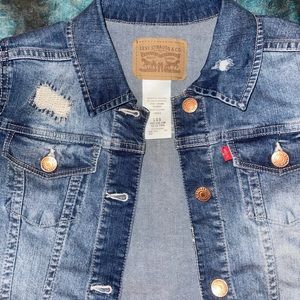 Levi’s, Kids, Distressed Jean Jacket. Size 12/Large, really cool, pre-owned NICE